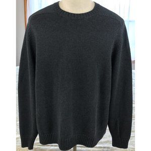 Lands End Mens XL Sweater Gray Cotton Crewneck